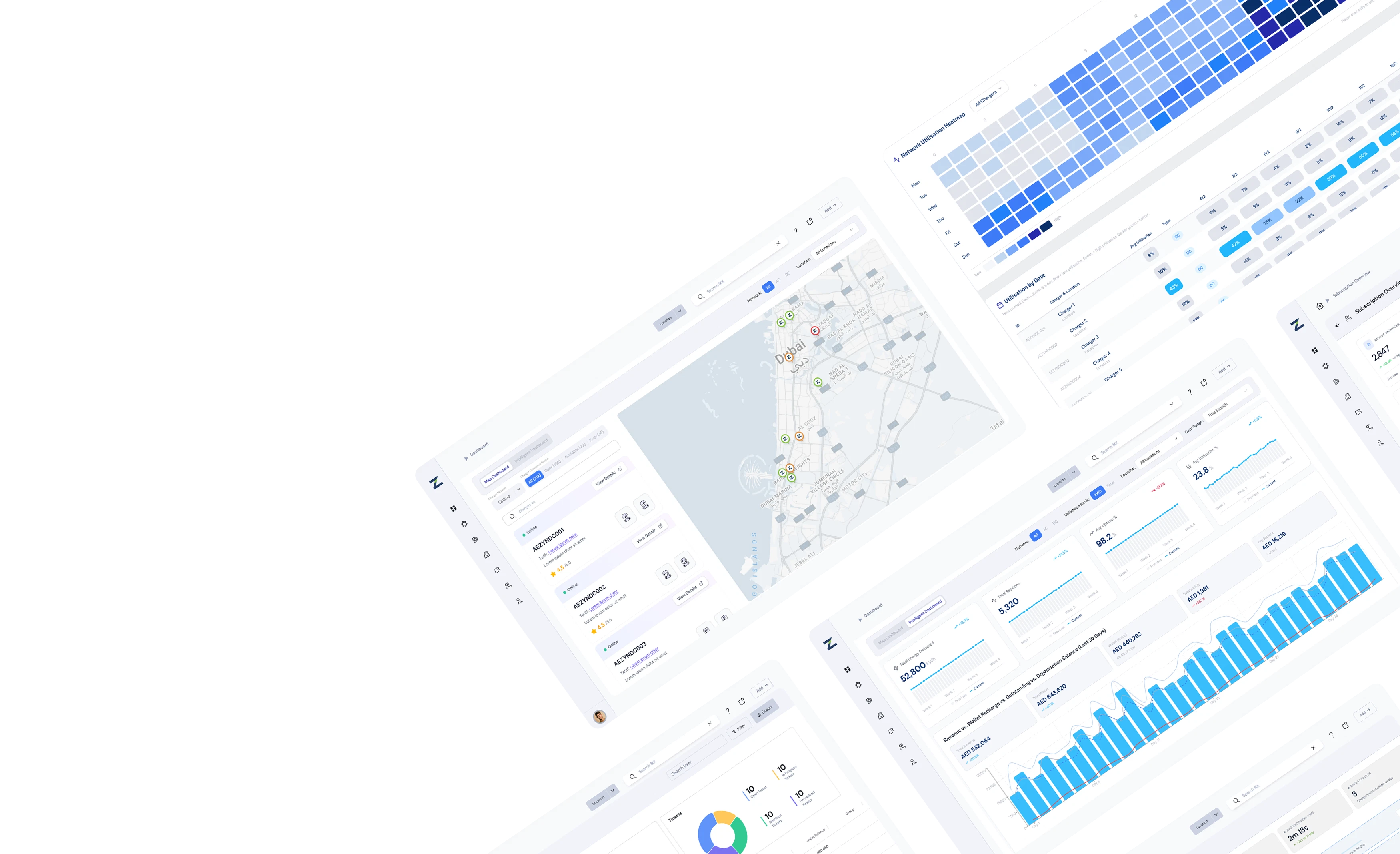 Zynetic CPMS dashboard showing charge point monitoring and network management.