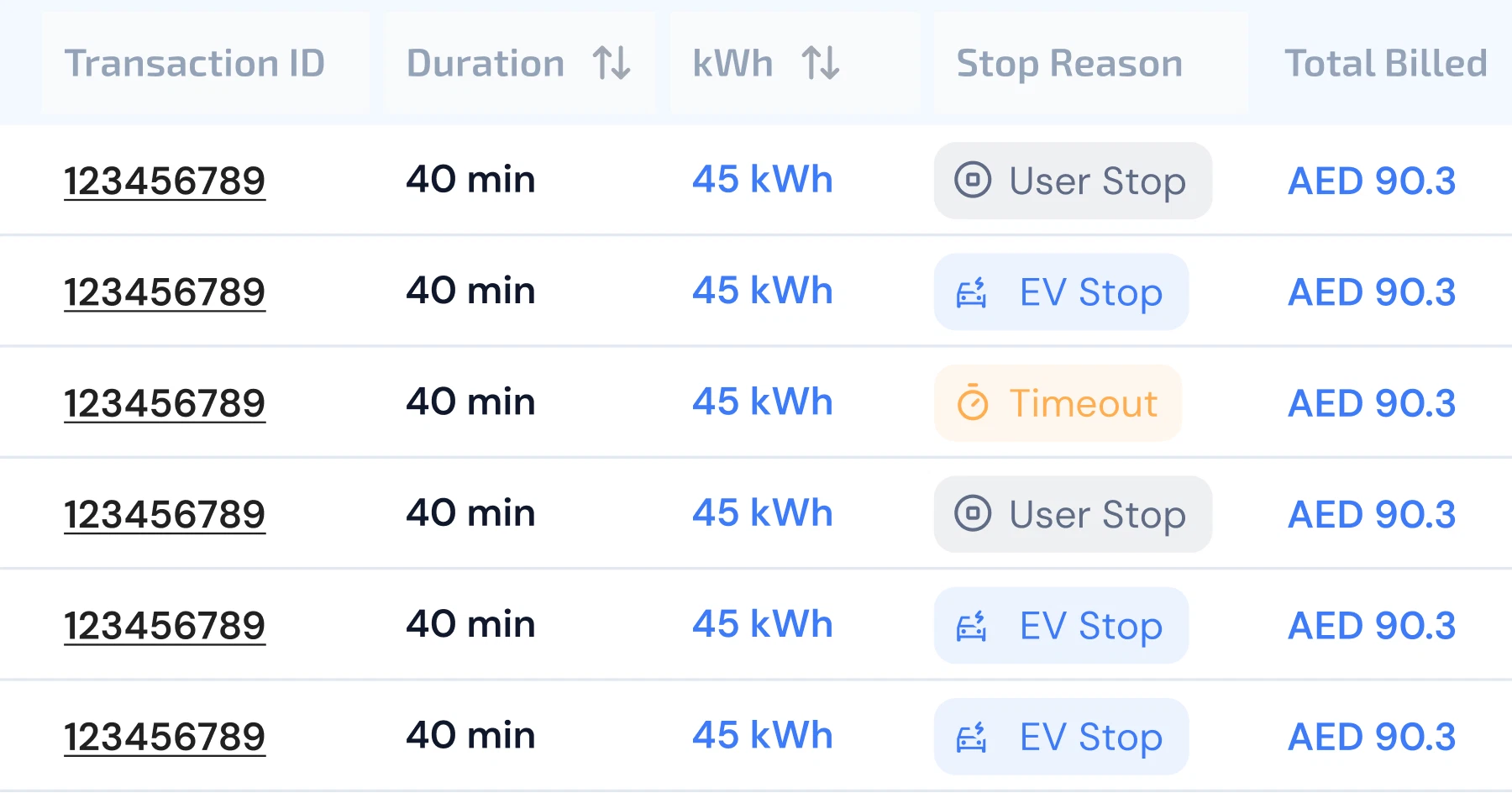 Session-level meter records for public charging reports