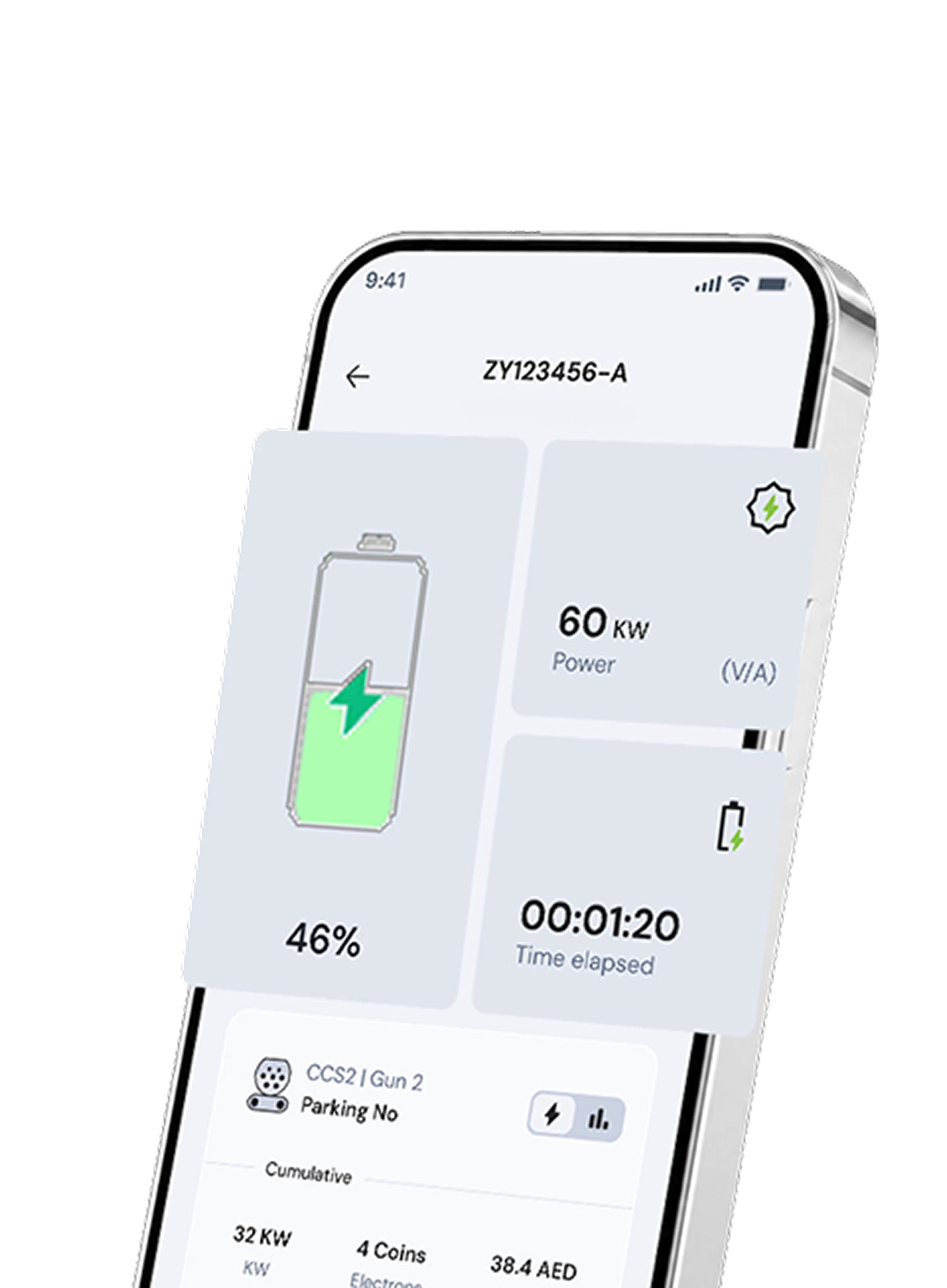 Zynetic User App session monitor showing live charging status and spend.