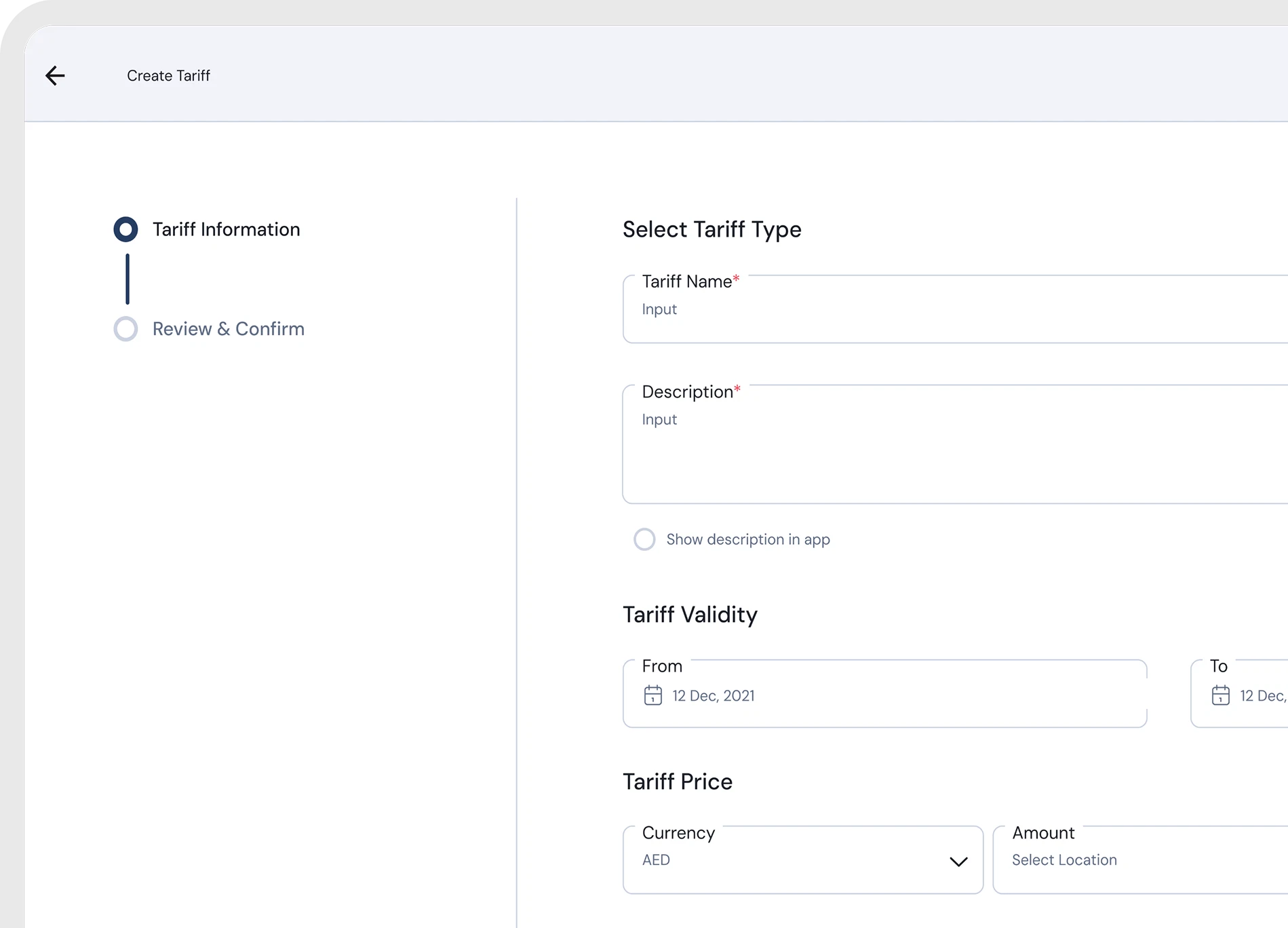 Zynetic CPMS tariff and billing screen for pricing and payment reconciliation.